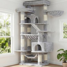 Heybly Cat Tree, 180 cm-Tall Tower for Indoor Cats with 2 Perches, 2 Big Cond...