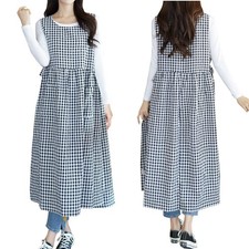 Plaid Apron Dress for Women,Pinafore Apron,Aprons for Women with Pockets