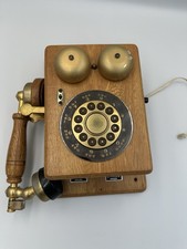 Teleconcepts Country Talk Antique Wall Phone Wood And Brass 559146