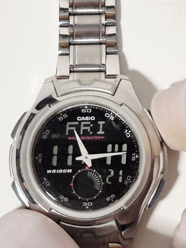 CASIO 3319 AQ-160 World Time Countdown Timer Alarm Stainless 35mm Watch Tested - Picture 4 of 18