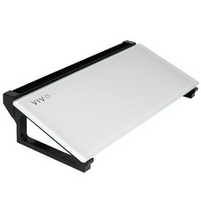 Glass 16 x 7 inch Desktop Whiteboard with Marker Slot and Open Storage, Dry E...
