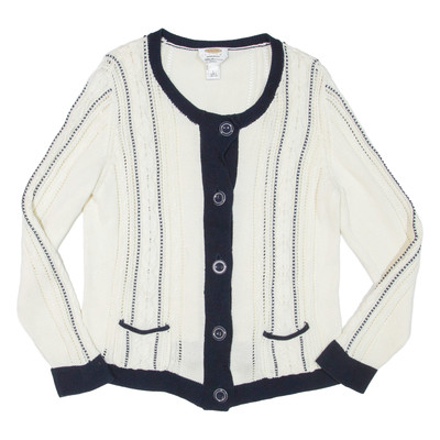 TALBOTS Damen Strickcardigan Creme Engmaschig L