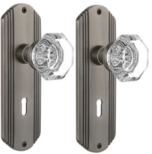 Nostalgic Warehouse Deco Plate with Waldorf Crystal Knob, Passage 2.375" Keyhole