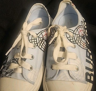  Burberry K1 Larkhall Bear-print  Sneakers, Toddler/kids In Pale BlueSZ 33