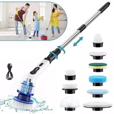 9 IN 1 Electric Spin Scrubber Cordless Cleaning Brush Bathroom Rotating Scrubber