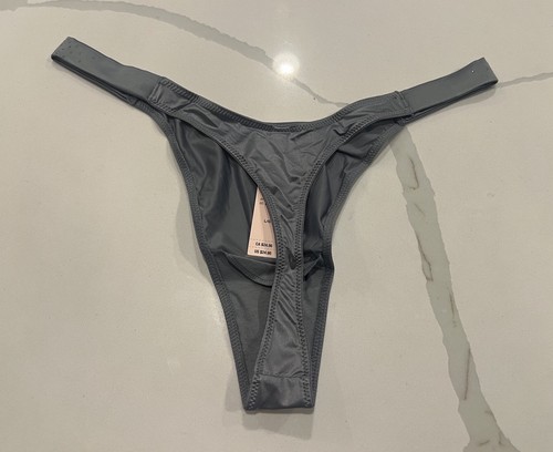 Victorias Secret VERY SEXY Thong Panty VS Bling Strap Gray Satin Large NWT - Picture 5 of 5
