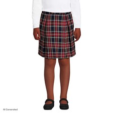 Lands' End School Uniform Size 12 Custom Girls Plaid Pleated Skort Top Of Knee