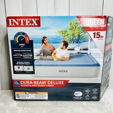 Intex Dura-Beam Deluxe Ultra Plush Air Mattress w/Built-in Pump Queen Open Box 