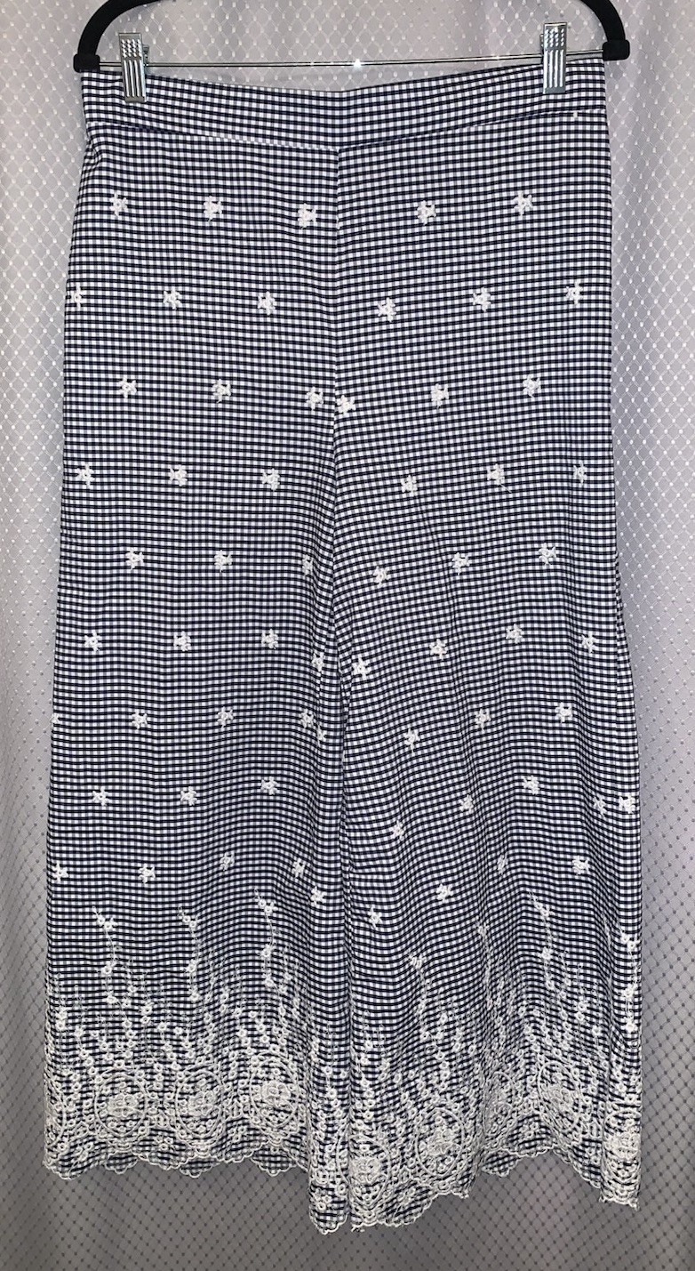 Zara Basic Collection Wide Leg Gingham Pants Trou… - image 1