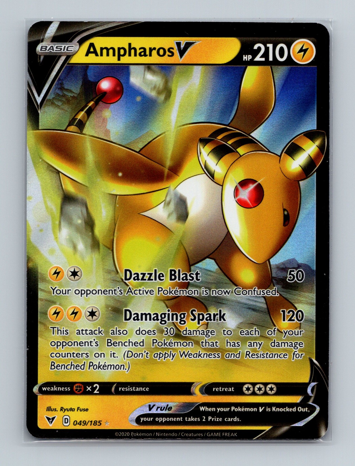 Ampharos V Ultra Rare SWSH04: Vivid Voltage 049/185 NM