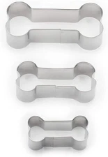 Fox Run 3-Piece Stainless Steel Dog Bone Cookie Cutters w/ Storage Tin