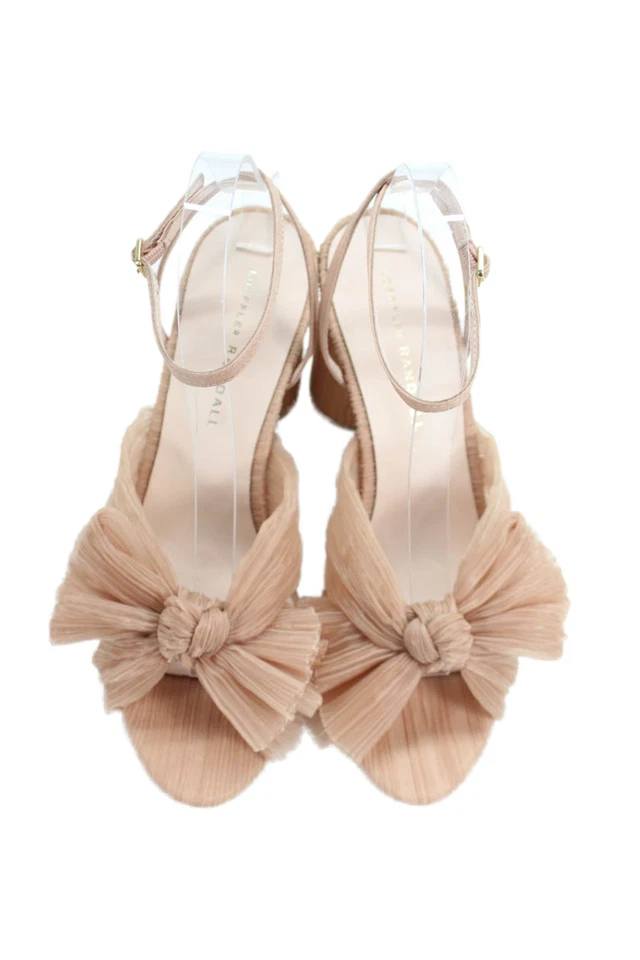 Loeffler Randall Mujer Camelia Plisado Lazo Tacón con Correa para el Tobillo - Talla Belleza Foto 2 de 4