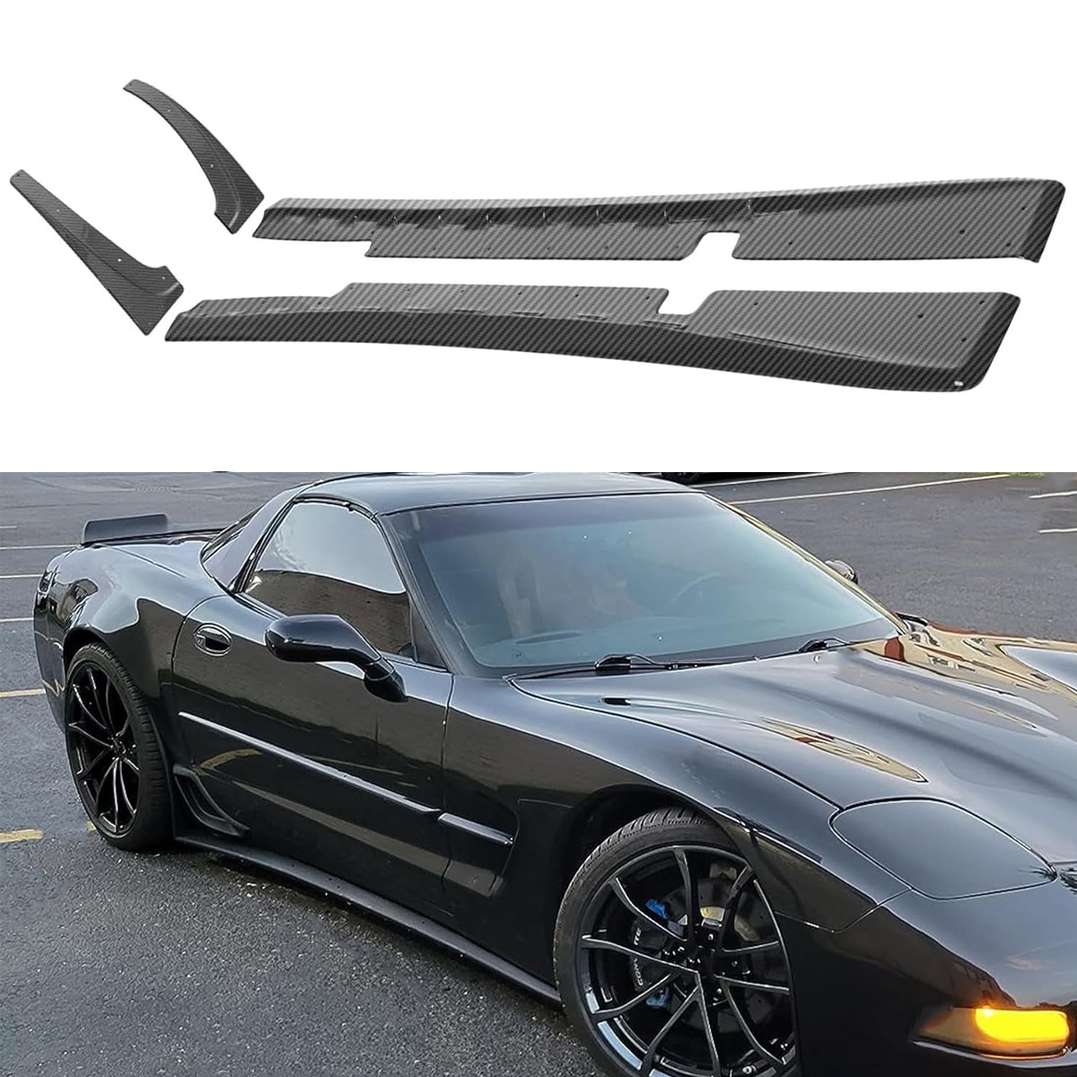 For 1997-04 Corvette C5 ZR1 Style Side Skirts Rocker Panel Pair Carbon ...