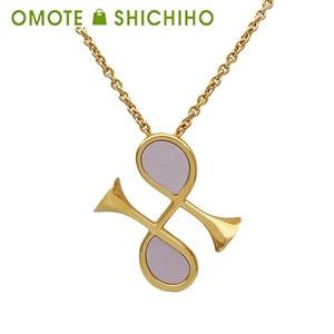 Authentic Hermes Col H Necklace Pendant Horn Motif Gold Plated Vau Swift Pink Hardware Acc