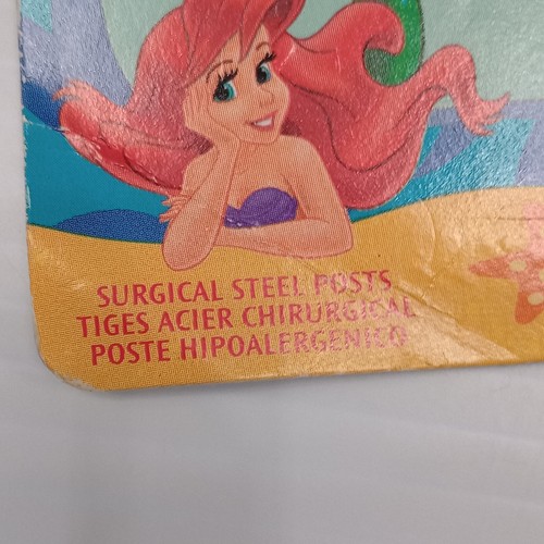 Disney The Little Mermaid Ariel Earrings Surgical Steel Posts Vintage Carded - Picture 5 of 6