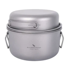 Boundless Voyage Titanium 1900mL Pot and 900mL Fry Pan Set with Steaming Rack...