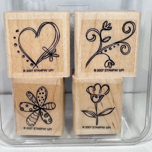 Stampin' Up DOODLE THAT 4 Piece Stamp Set Retired Vintage Spring