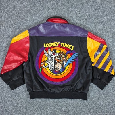 Vintage 1992 Jeff Hamilton x Looney Tunes Leather Varsity Jacket Mens Size XL
