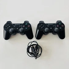 Lot of 2 Sony PlayStation 3 PS3 Controllers Dualshock Sixaxis Wireless w/ Cord