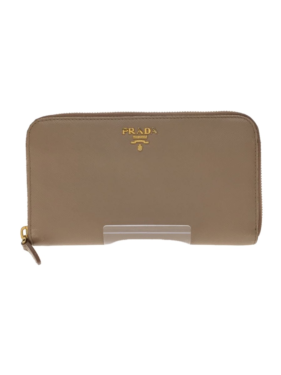 Prada Womens Long Cowhide Leather Wallet BEG