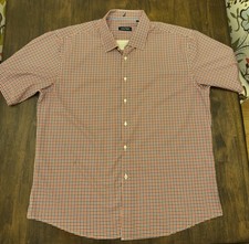 Nautica Mens XXL Red Blue Plaid Short Sleeve Button Front Performance Shirt NICE