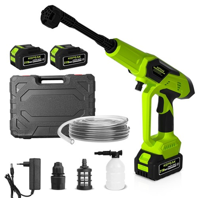 #ad KEPEAK Cordless Pressure Washer 1450PSI Portable 2 PCS Batteries Green $130.99