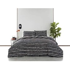 3 PC Marimekko RASYMATTO Duvet cover KING BLACK WHITE Circles Geometric 106X92