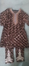 Large Size 46 Velv 2pc Shalwar Kameez Stitched Embroidered Suit Pakistani Indian