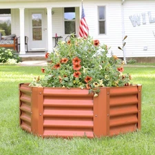 Powder-Coated Steel Hexagon Raised Garden Bed - Brown - 41 in by Sunnydaze