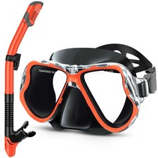 Greatever Dry Snorkel Set,Panoramic Wide View,Anti-Fog Scuba Diving Mask,Profess