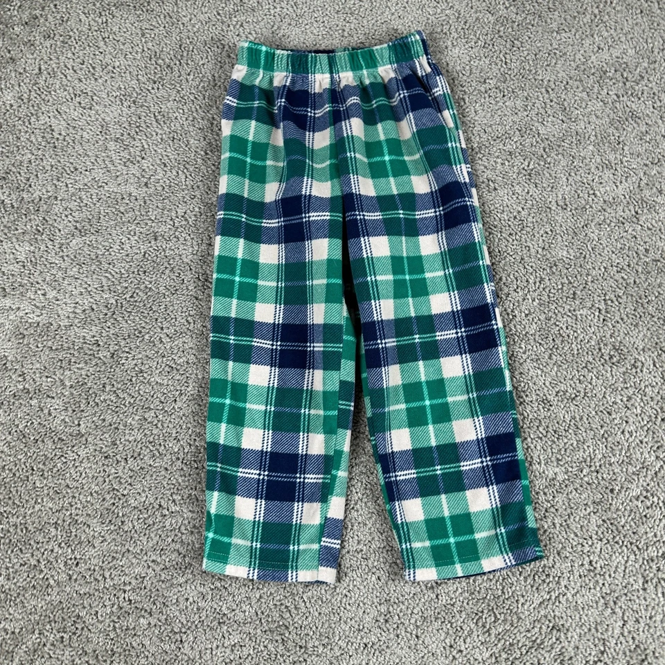Pantalones de pijama Carter's niños 6/6A verde azul a cuadros polar ropa de salón niños Foto 2 de 4