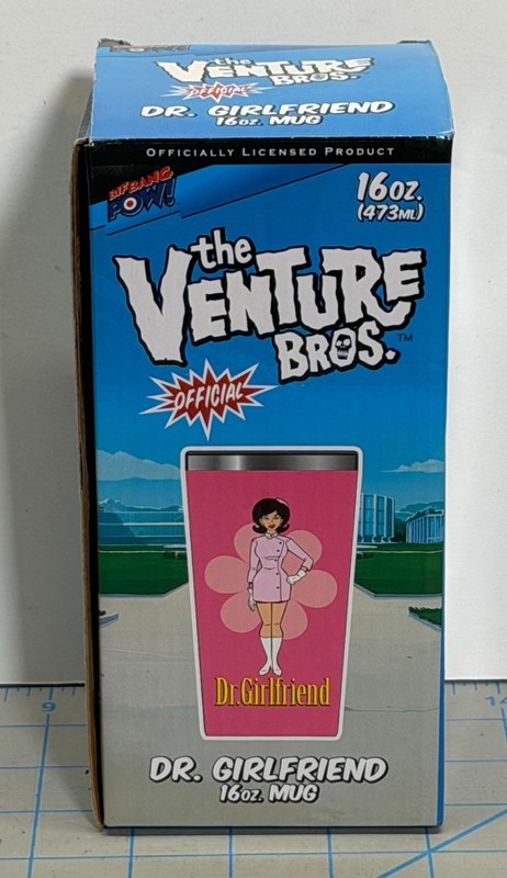 Rare Official Biff Bang Pow Venture Brothers Dr. Girlfriend Insulated Mug NIB