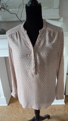 Schöne Bluse von Promod Gr. 36 braun blau beige gemustert - Bild 1 von 4