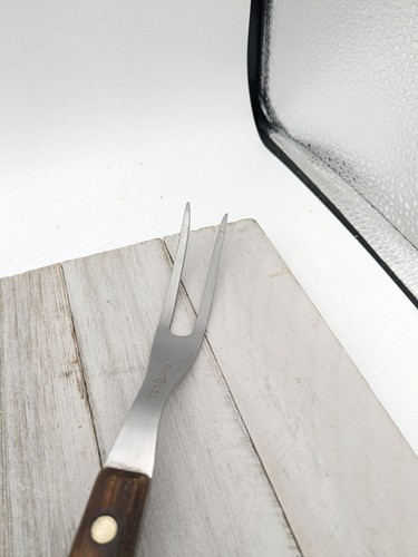 Vintage Flint Arrowhead Stainless USA Serving Meat Fork 11" Wood Handle USA - Picture 2 of 8