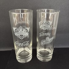 2 x Smirnoff Coca Cola Gordons Schweppes Hi Ball TALL Glasses White Logo NEW