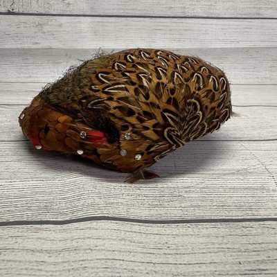 Vintage Pheasant Peacock Feather Hat Collectible Women display picture 3