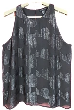 TB13663 ADRIENNE VITTADINI Women's 100% Polyester Halter Top Paisley Black XL