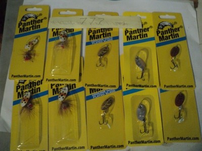 10 - PANTHER MARTIN SPINNERS NIP ALL 1/16 OZ MIXED COLORS LOT #777