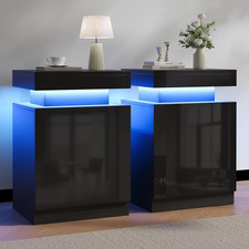 Nightstands Set 2, 15 Inches LED Night Stand Set of 2, Modern Bedside Table with