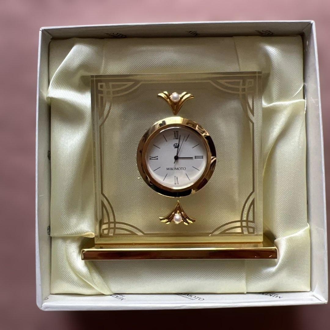MIKIMOTO Pearl Table Clock – Clear & Gold Square Quartz Clock | eBay