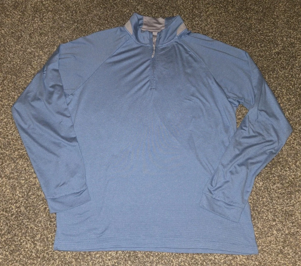 Johnnie-O Steffen Performance M Golf Shirt Long Sleeve UPF 50 Blue Stripe