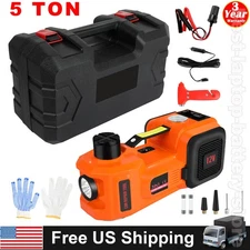 Car Jack 12V DC 5 Ton Electric Hydraulic Floor Lift Jack Tire Inflator Pump Tool
