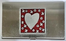 VINTAGE CARD CASE by Gail Ahlers - Stainless - HEART Design - 4 Valentines Day