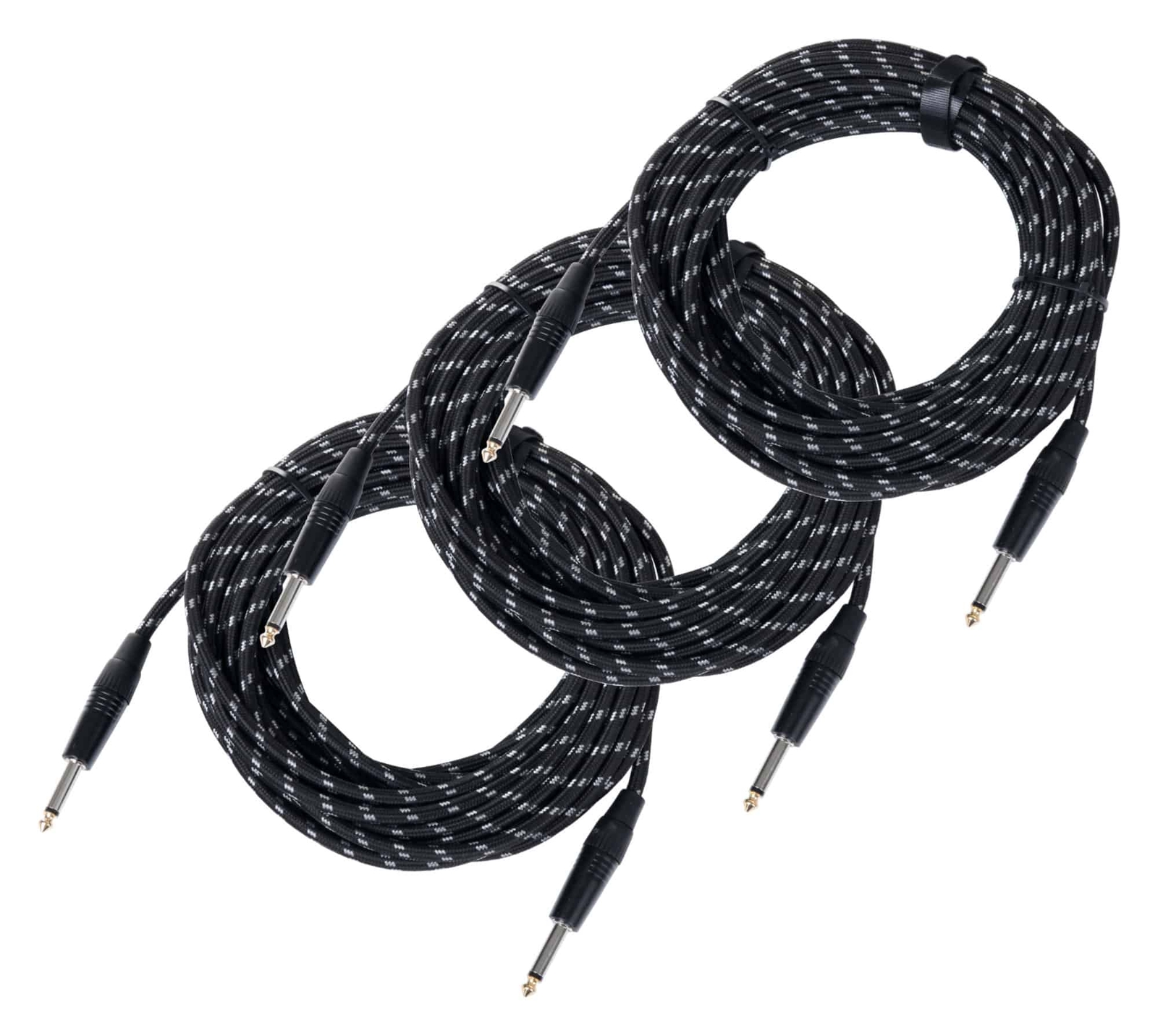 комплект из 3-х инструментальных кабелей Gitarrenkabel 10 м Аудио 6,3 мм из винтажного текстиля Klinke