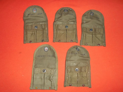 U.S.ARMY -: WWII X 5 MAGAZINE POUCH ,DOUBLE,WEB,CARB.'never used' . - Picture 3 of 19