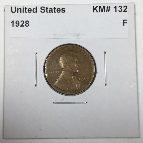 1928 Lincoln Wheat Cent Penny - Fine (F) KM#132 - 7677
