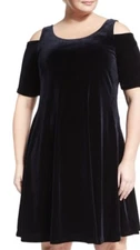 NEW LANE BRYANT $218 PLUS SIZE VELVET COLD SHOULDER DRESS BY MYNT 1792 SZ 1X