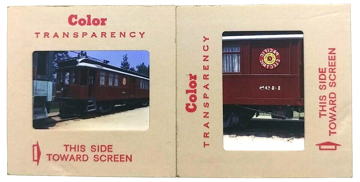 2 Original Photo Slides Pacific Electric Travel Train #1498, Los
