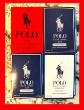 4 x Ralph Lauren POLO Ultra BLUE ~ RED Men's Cologne Toilette SAMPLE Sprays