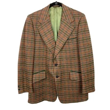 Vintage Curlee Colorful Marion Kansas Houndstooth Blazer Suit Sport Coat 43 x 31